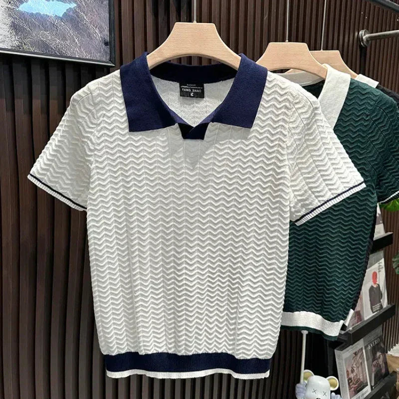 Polo en tissu texturé à ondulations pour le quotidien homme – Nyons