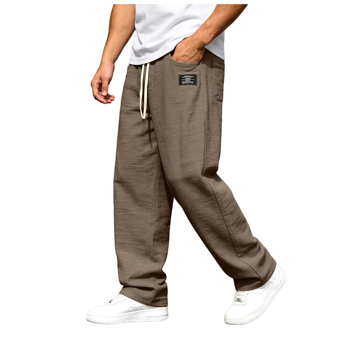Pantalon droit ample à taille cordon