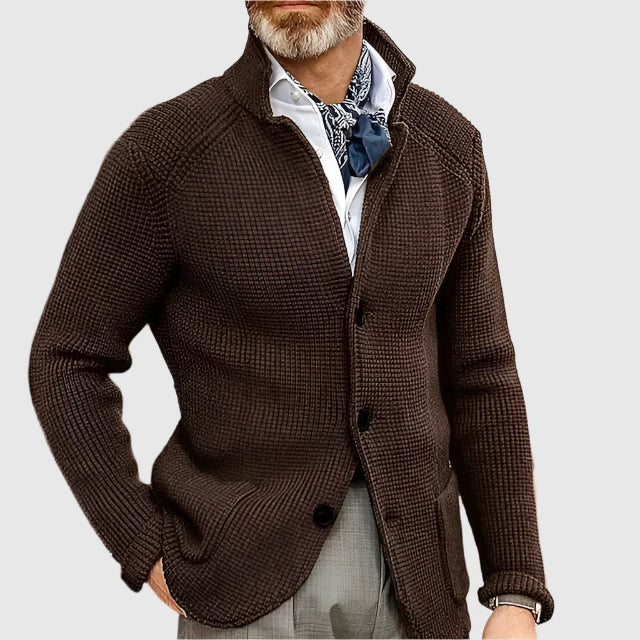 Cardigan en maille intemporelle boutonné du bureau à la soirée homme – Café