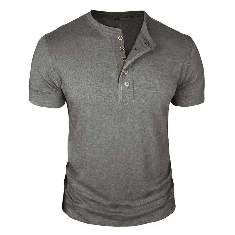 T-shirt col tunisien boutonné
