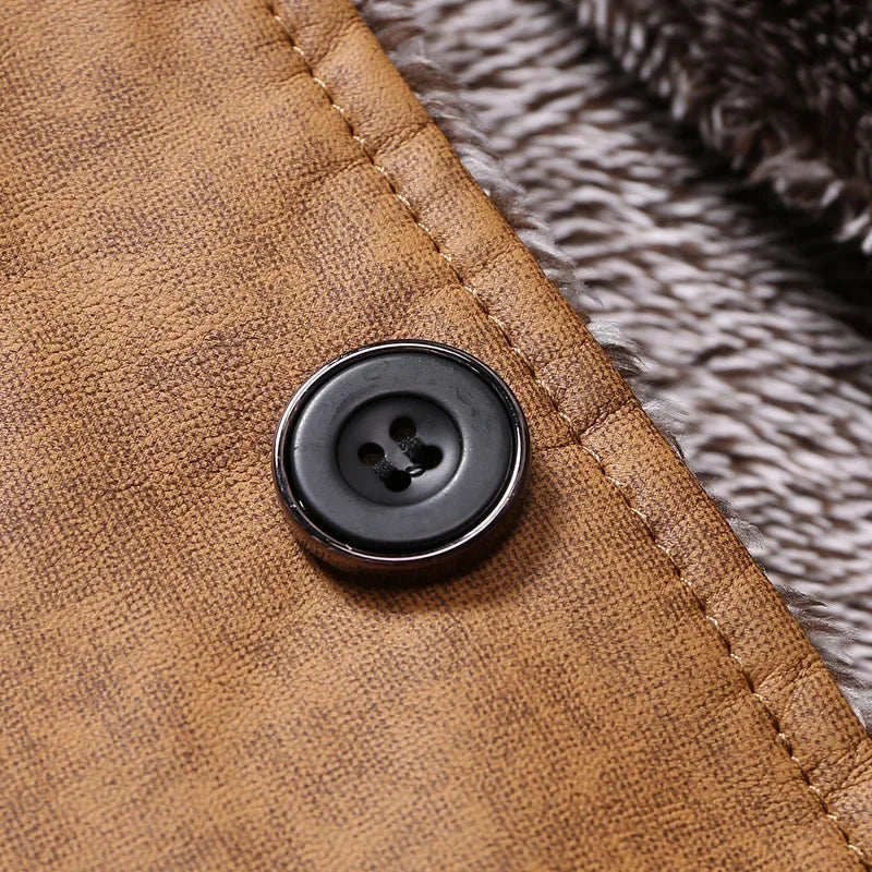 Manteau aspect daim doublé peluche marron
