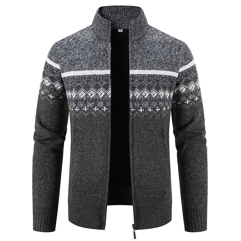 Gilet zippé en maille jacquard bicolore