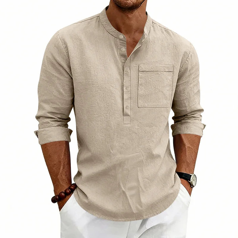 Chemise d'été col ouvert poche poitrine