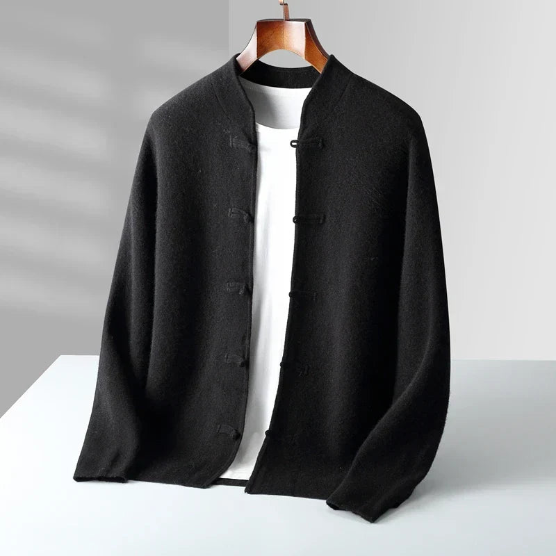 Cardigan boutonné à col montant