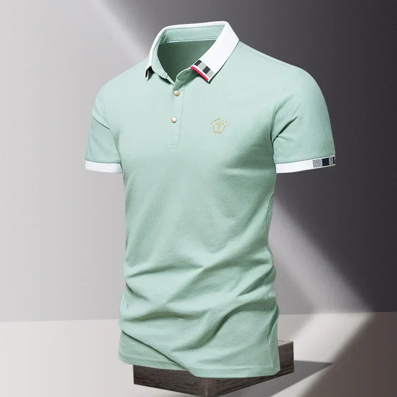 Polo manches courtes col à bande tricolore