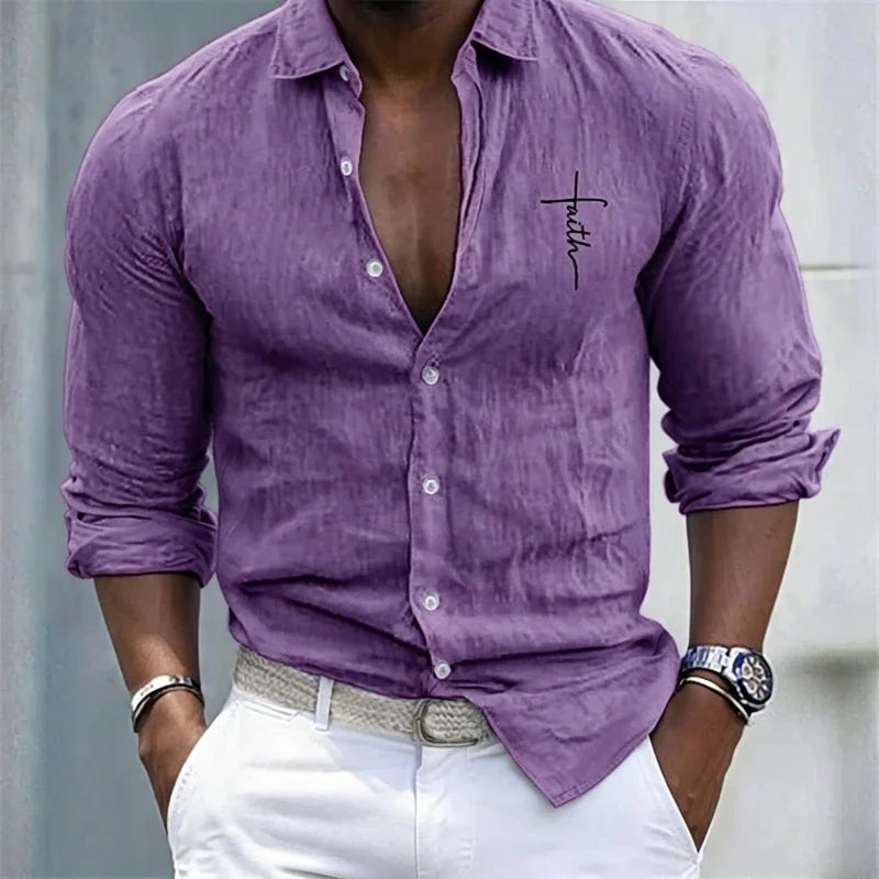 Chemise unie à col classique boutonnée