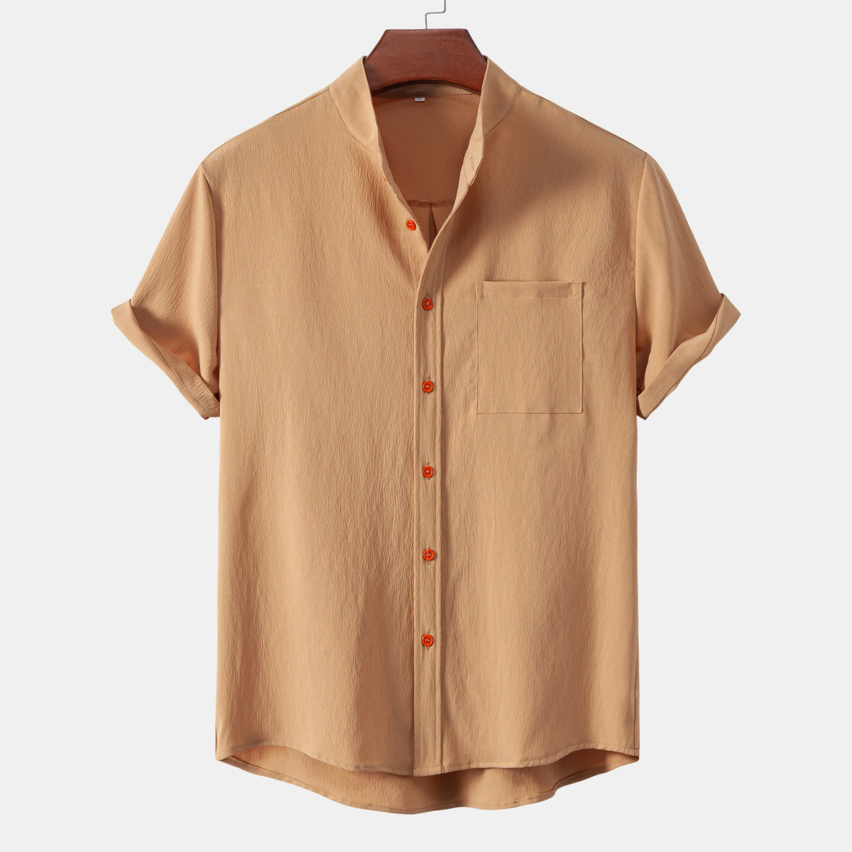 Chemise manches courtes à col montant