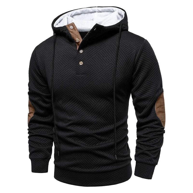 Pull à capuche texturé coudières aspect daim