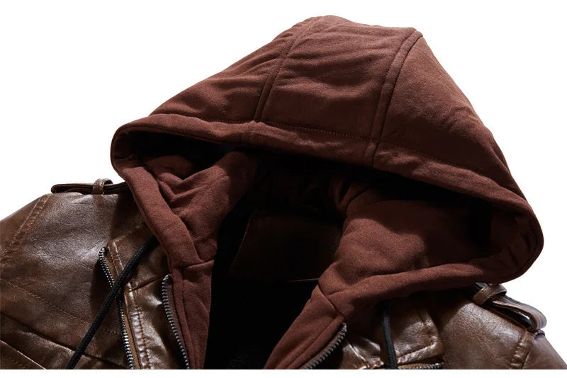 Veste effet cuir à capuche