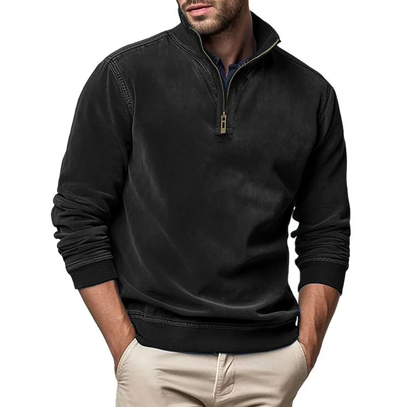 Pull col montant demi-zip maille épaisse