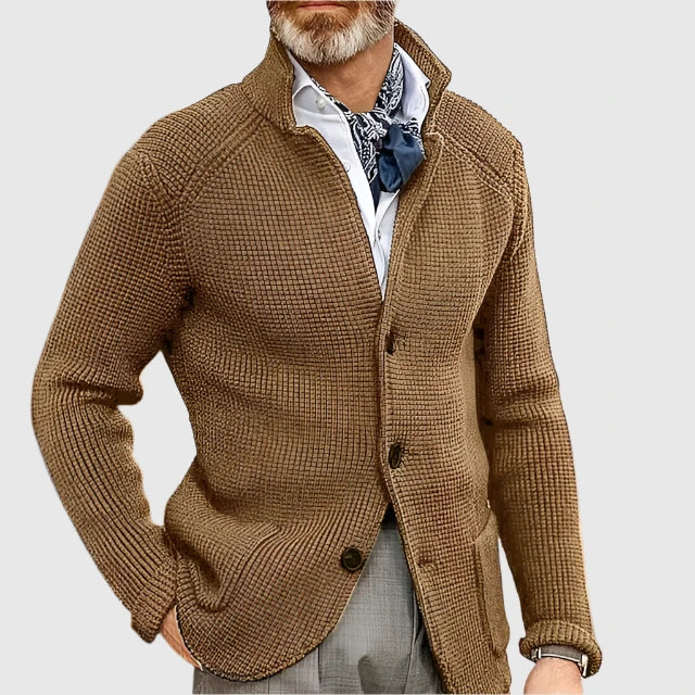 Cardigan en maille intemporelle boutonné du bureau à la soirée homme – Chameau
