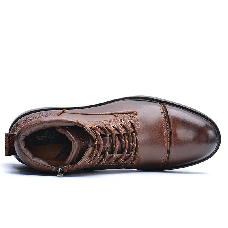 Bottines en cuir lacées à zip latéral semelle robuste homme – Concarneau