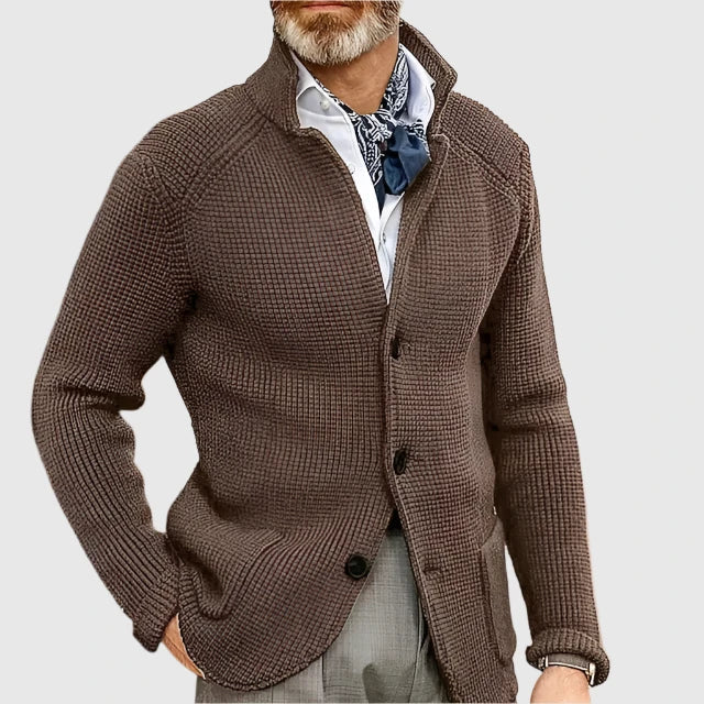 Cardigan en maille intemporelle boutonné du bureau à la soirée homme – Marron
