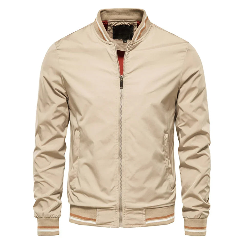 Veste zippée col montant bandes contrastées
