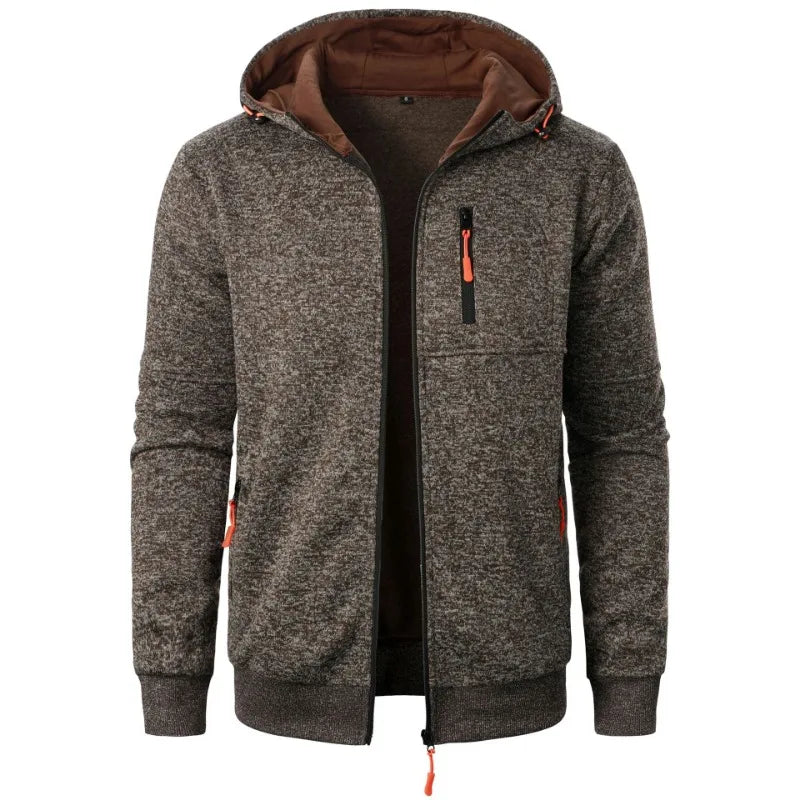 Veste polaire zippée à capuche chinée