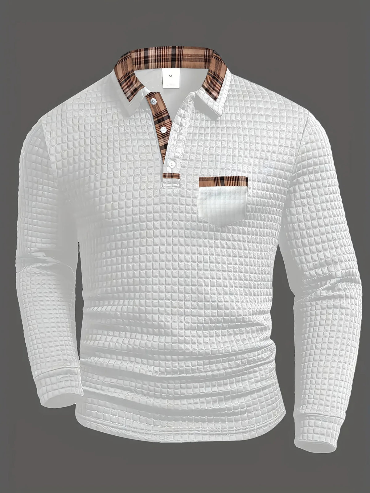 Polo à carreaux col classique motif discret style chic intemporel homme – Ravières