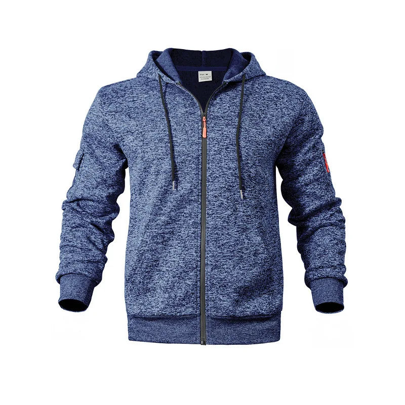 Veste polaire zippée à capuche chinée