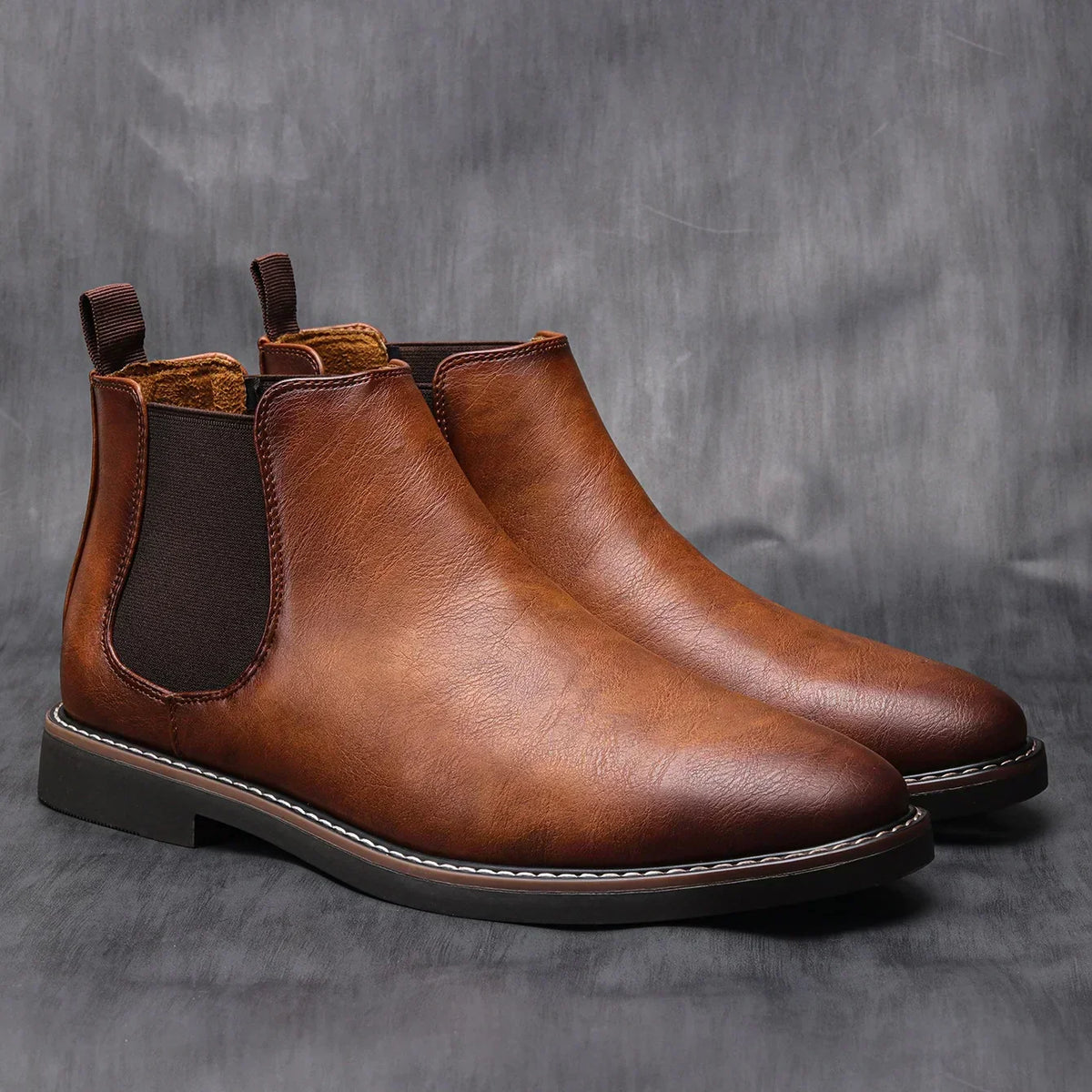 Bottines chelsea aspect cuir patiné