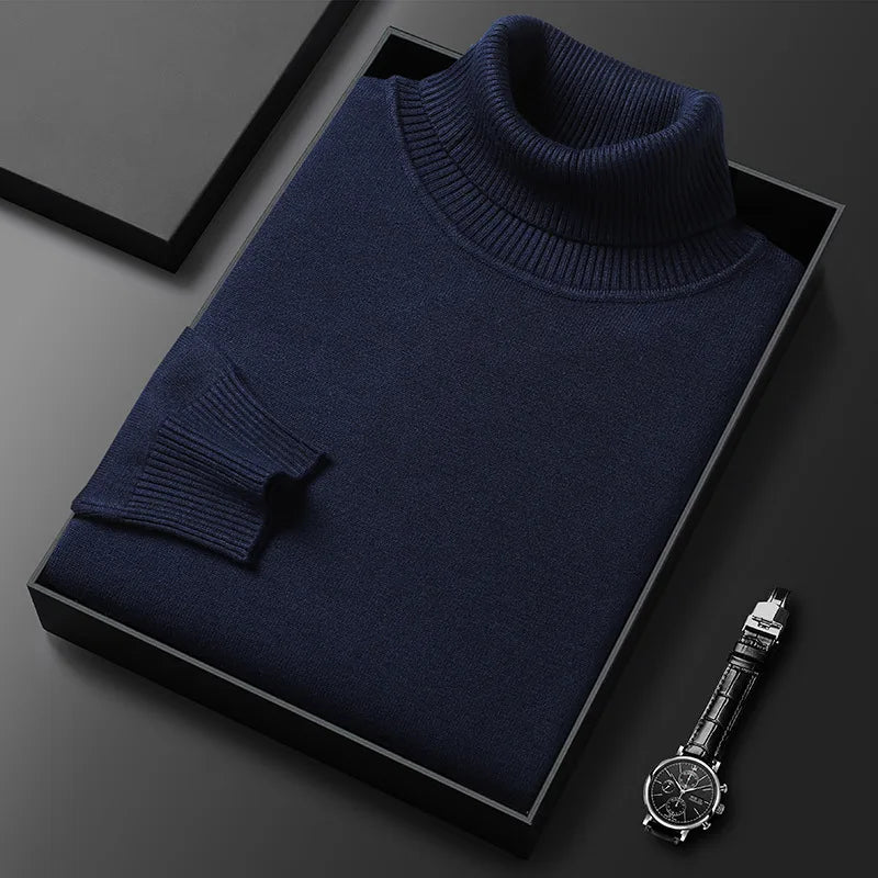 Pull à col haut en maille chaude à la finition soignée homme – Serre-Ponçon