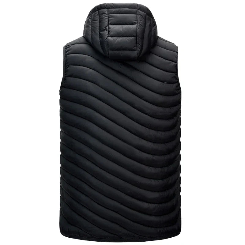 Gilet rembourré sans manches à capuche