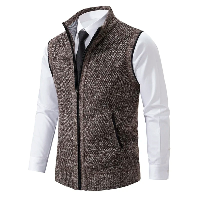 Gilet sans manches en maille zippé
