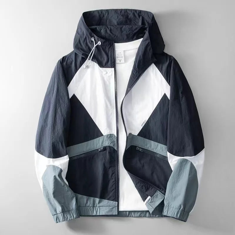 Veste à capuche bicolore zippée