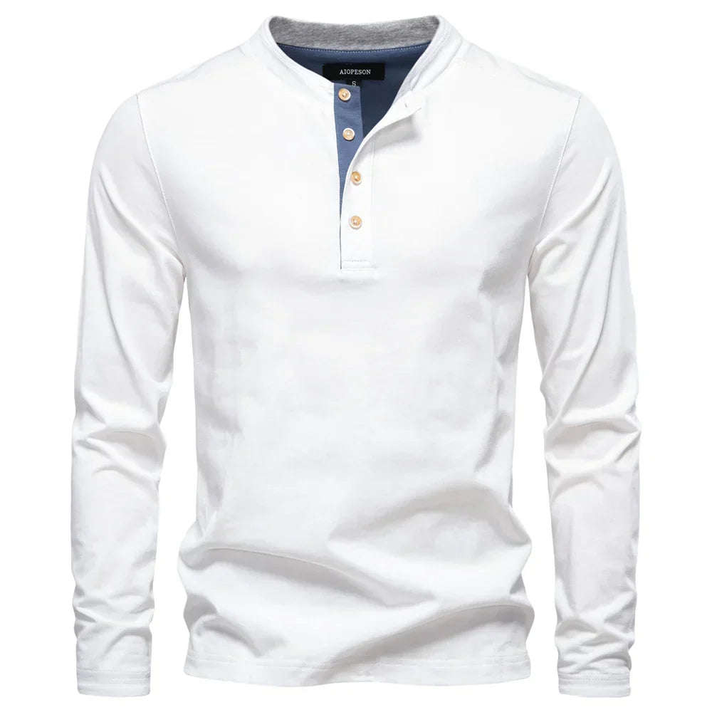 T-shirt manches longues col tunisien