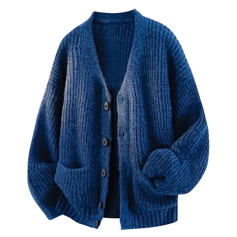 Cardigan col V oversize boutonné