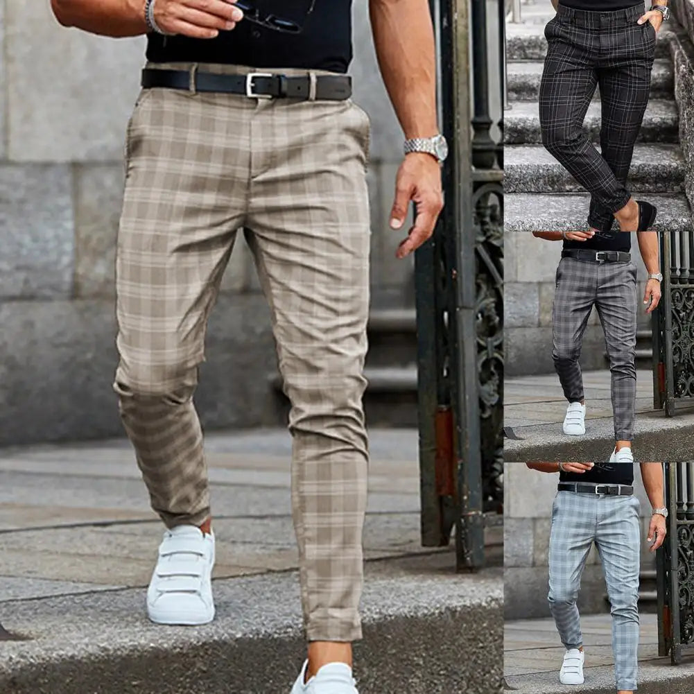 Pantalon décontracté à carreaux coupe confortable motif classique homme – Cahors
