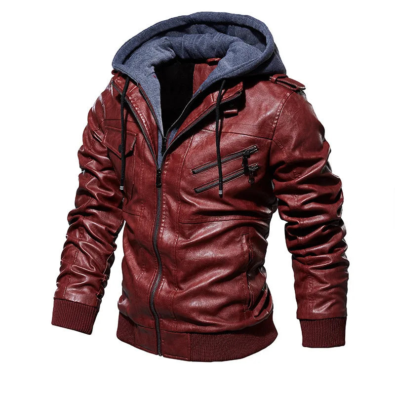 Veste effet cuir à capuche
