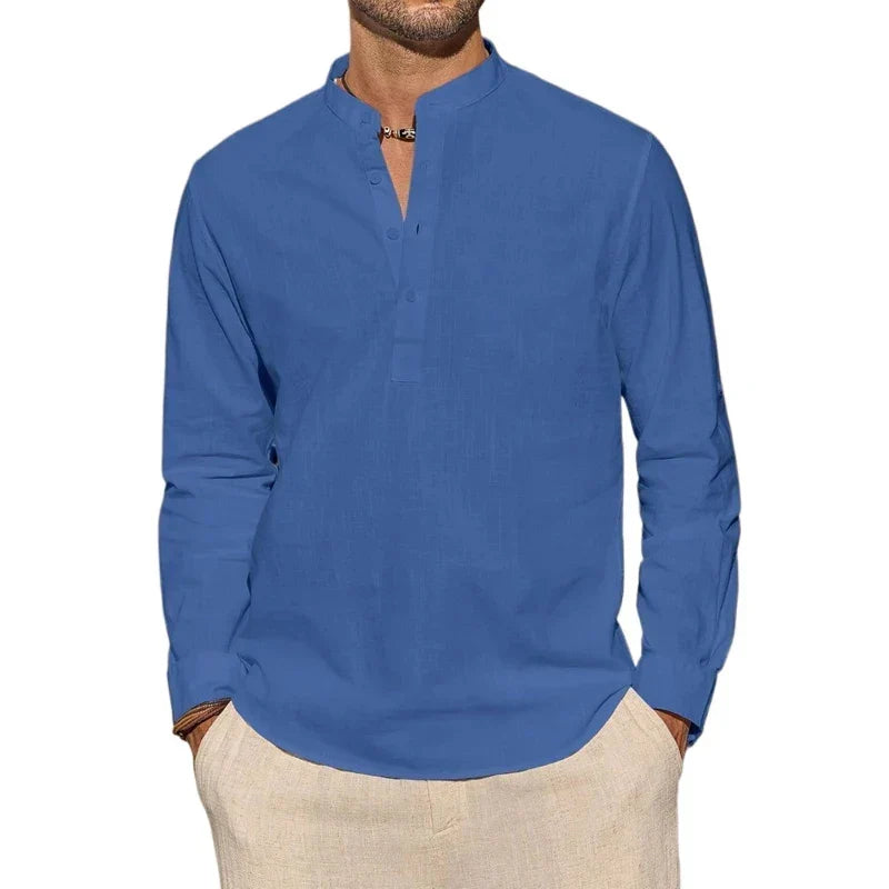 Chemise à encolure henley boutonnée