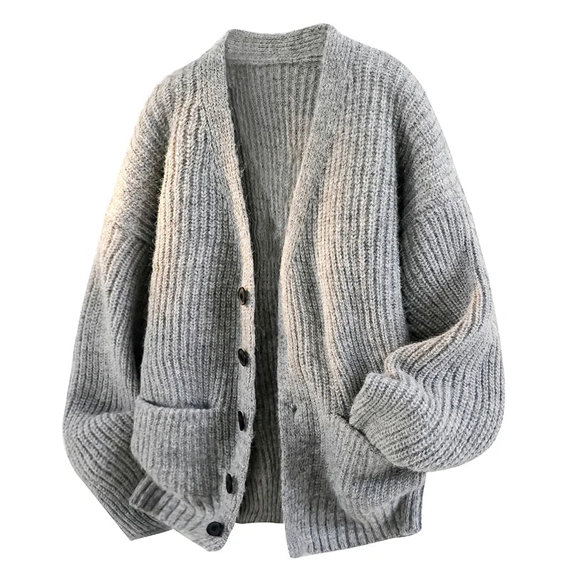 Cardigan col V oversize boutonné
