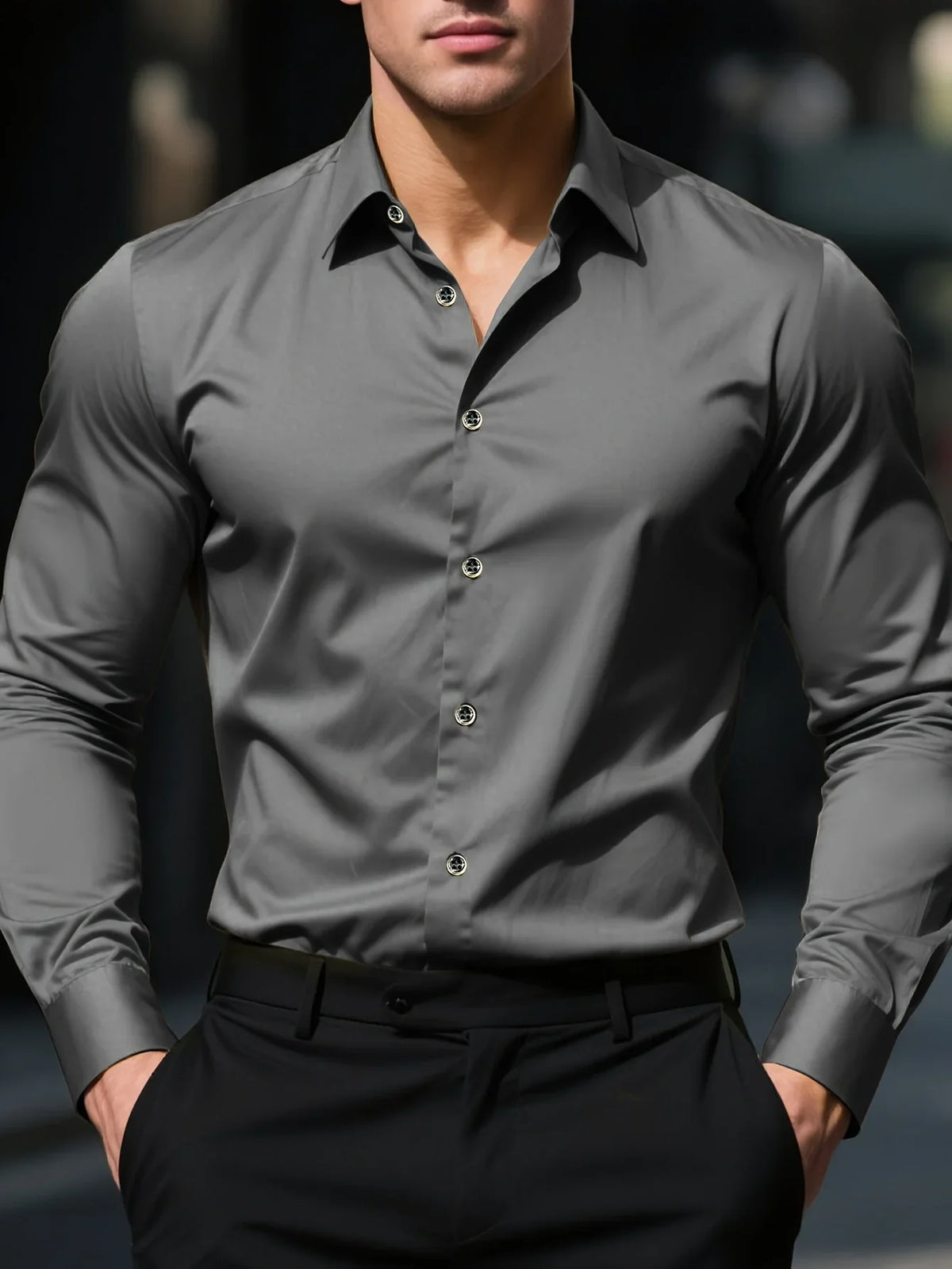 Chemise unie à manches longues