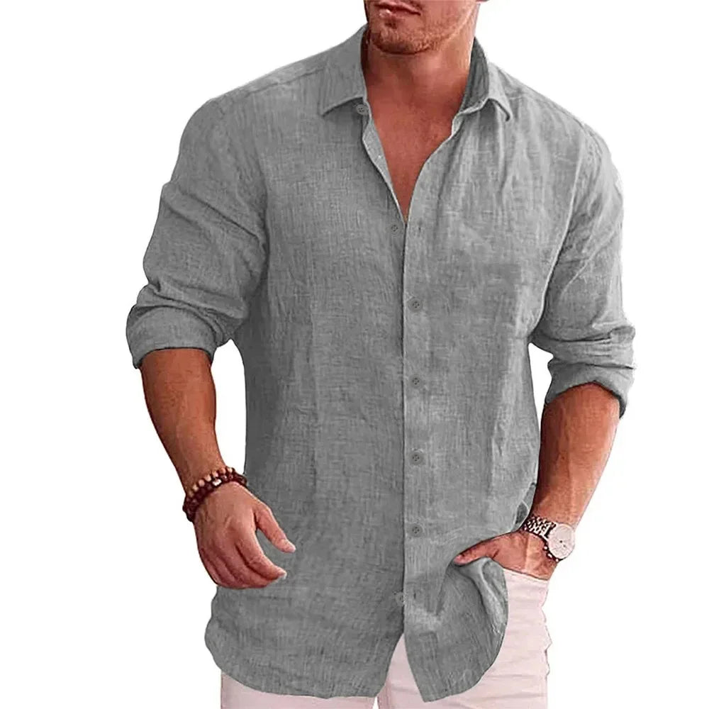 Chemise aspect lin manches longues