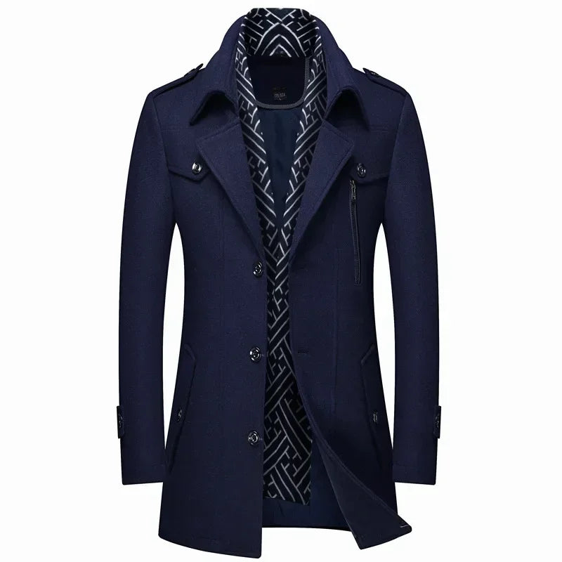 Manteau mi-long aspect lainage avec écharpe