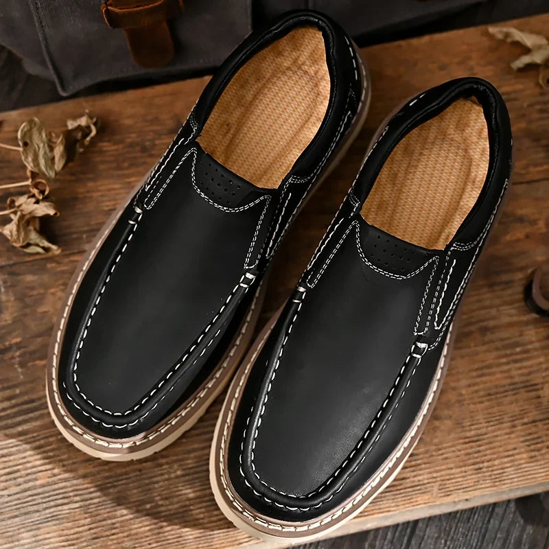 Mocassins effet cuir à coutures apparentes