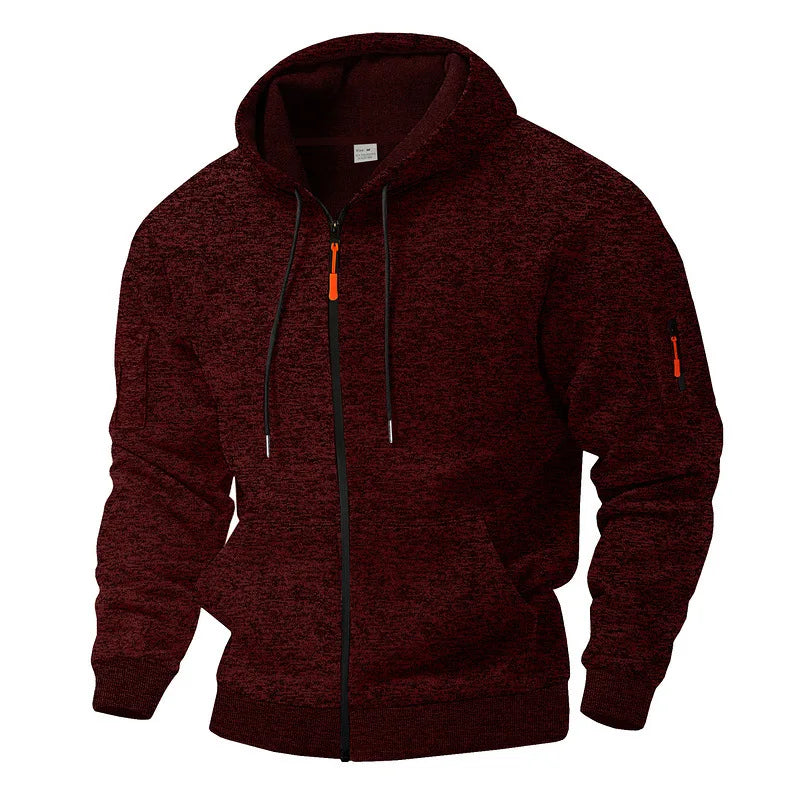 Veste polaire zippée à capuche chinée
