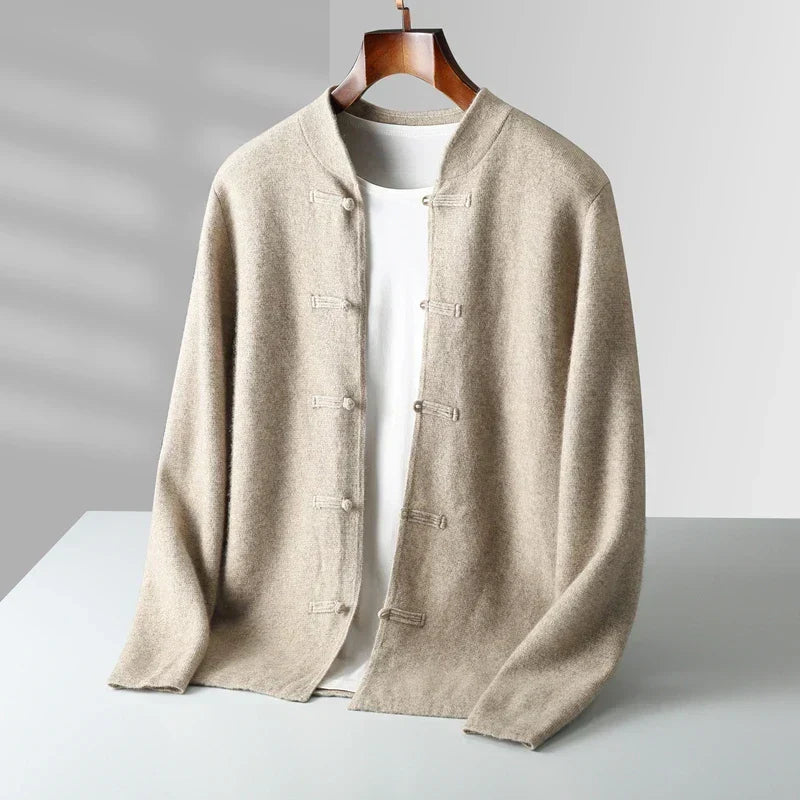 Cardigan boutonné à col montant