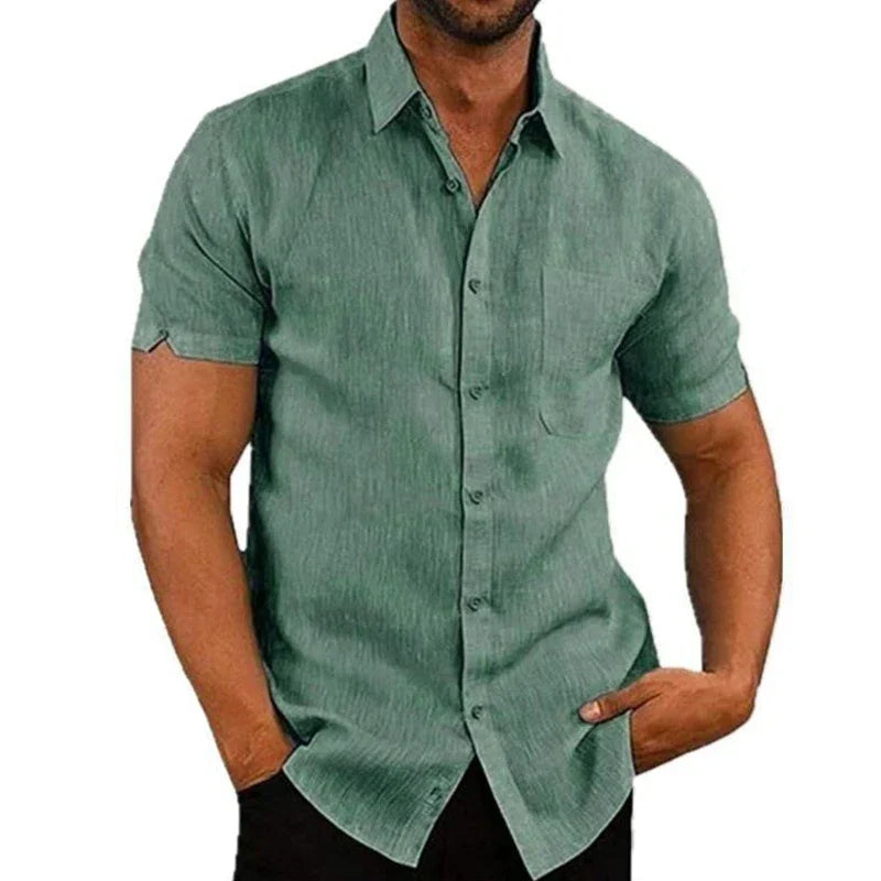 Chemise d'été aspect lin poche poitrine