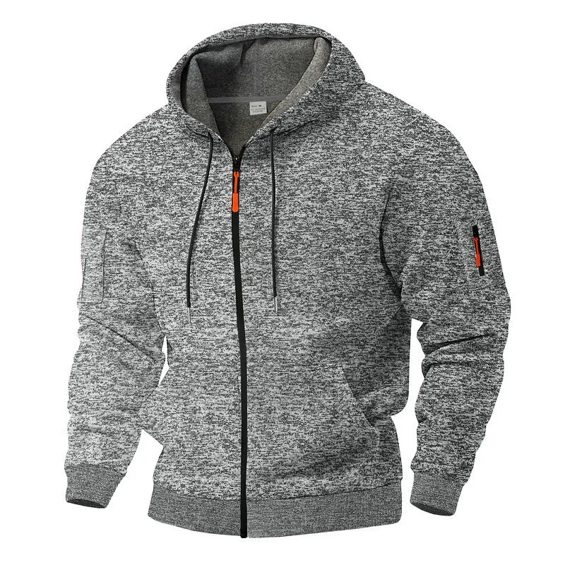 Veste polaire zippée à capuche chinée