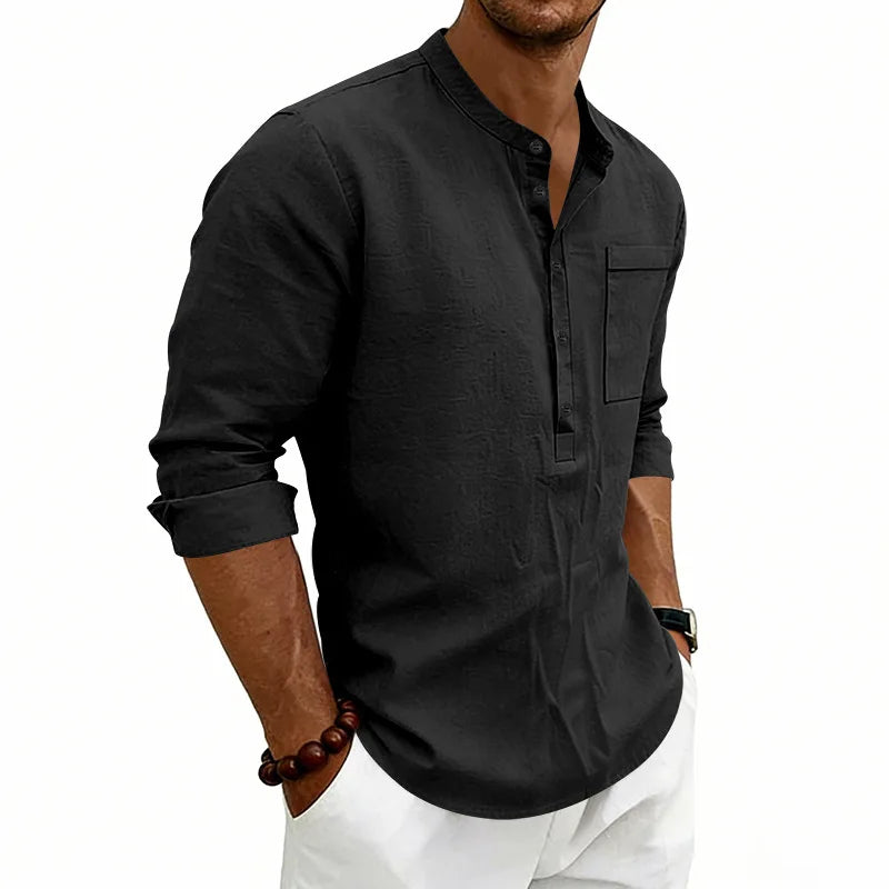 Chemise d'été col ouvert poche poitrine