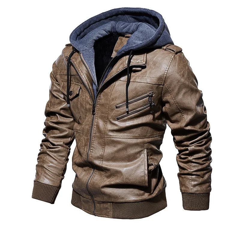 Veste effet cuir à capuche