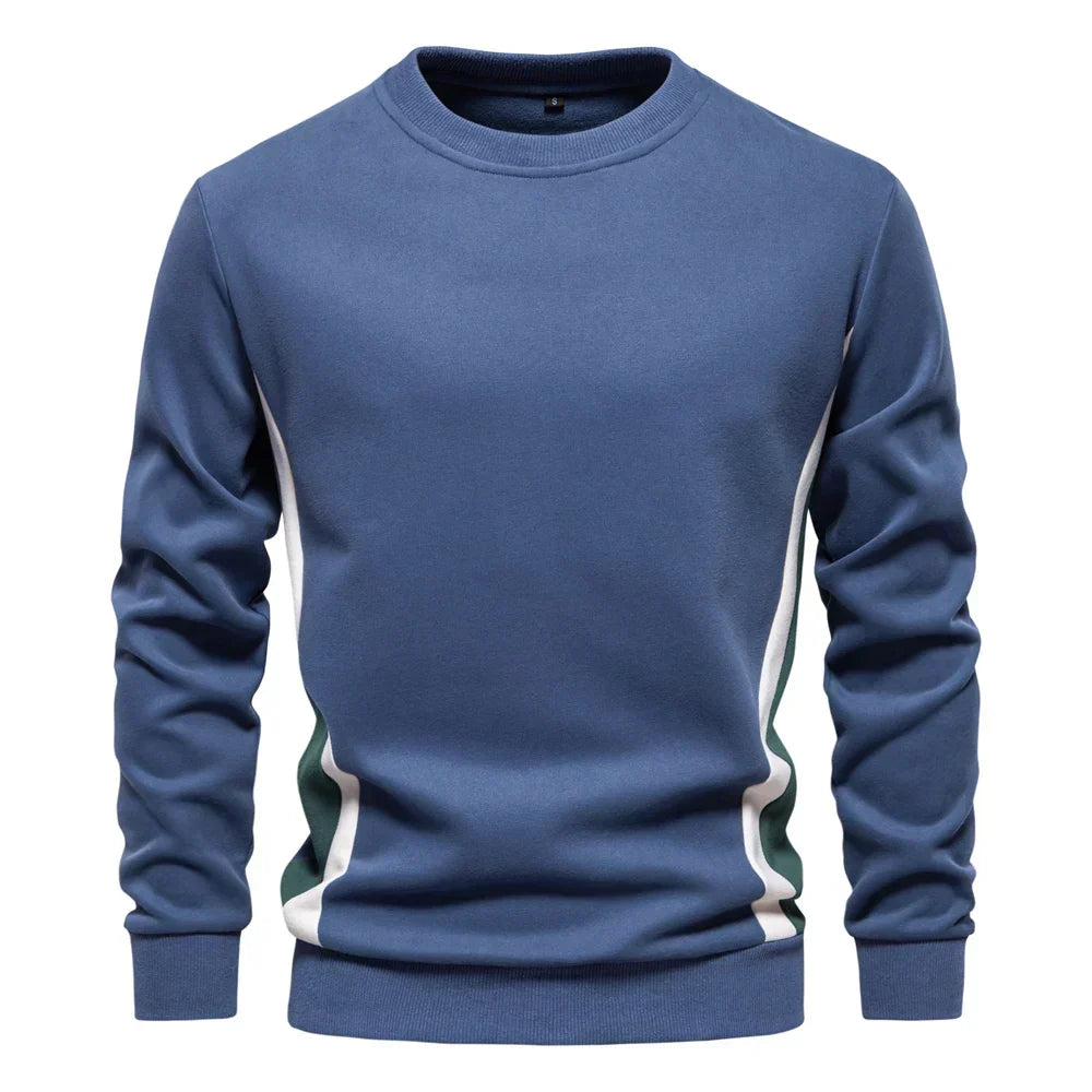Pull col rond bandes latérales contrastées