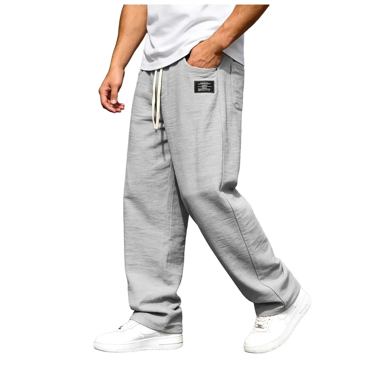 Pantalon droit ample à taille cordon