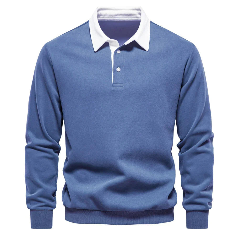 Sweat polo à col blanc contrasté