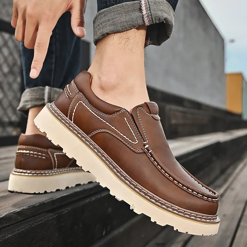 Mocassins effet cuir à coutures apparentes