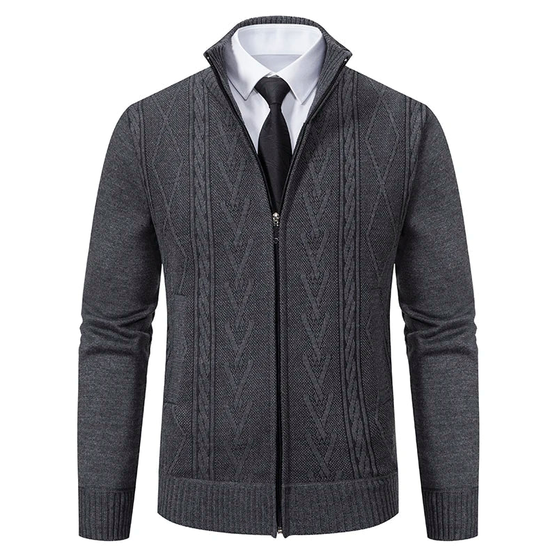 Gilet zippé en maille à col montant
