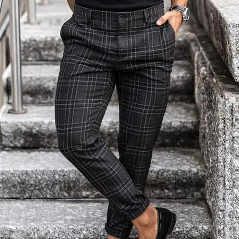 Pantalon décontracté à carreaux coupe confortable motif classique homme – Cahors
