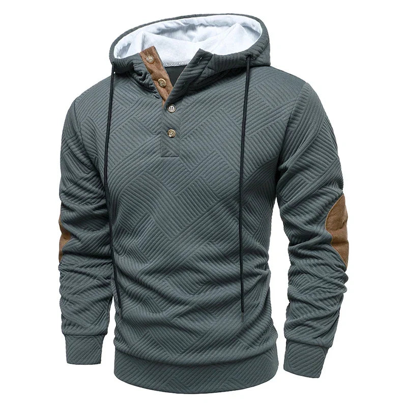 Pull à capuche texturé coudières aspect daim