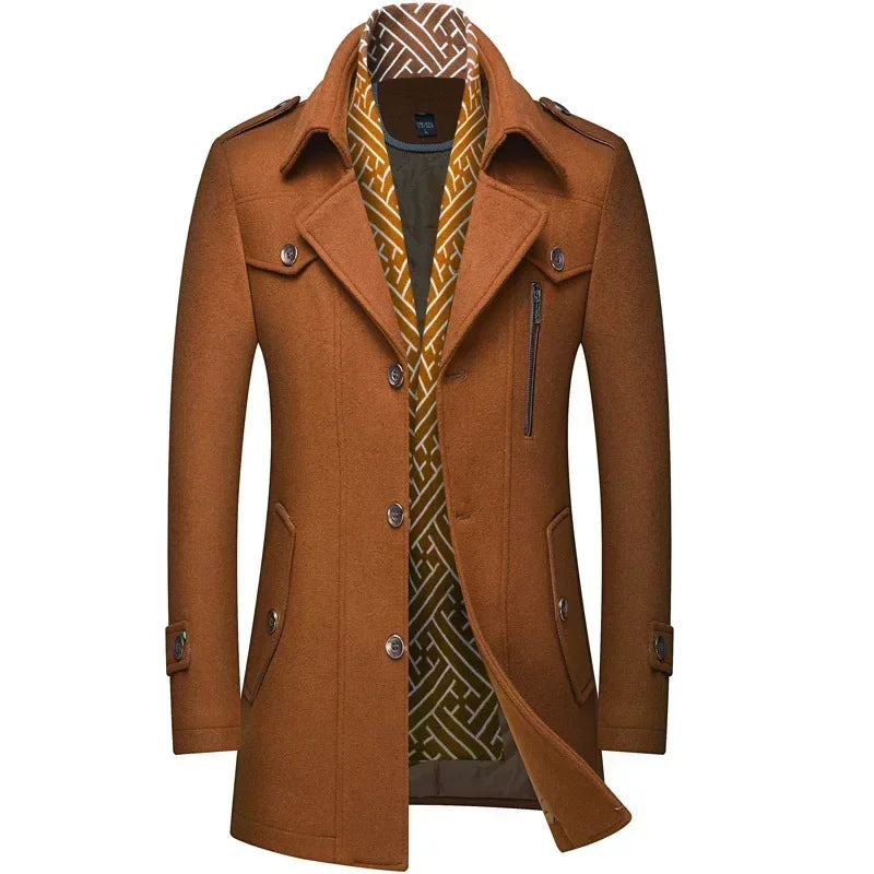 Manteau mi-long aspect lainage avec écharpe